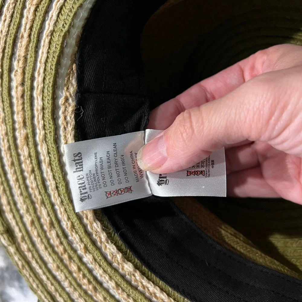 Grace‎ Hats Womens Sun Hat Wide Brim Striped Green One Size